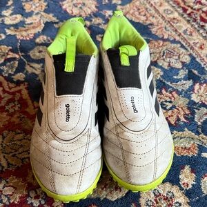 Kids White and Black Soccer Turf Shoes